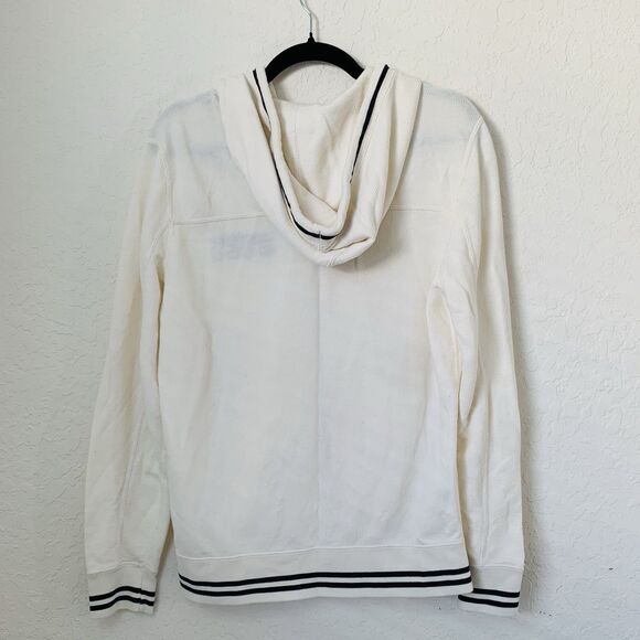 Abercrombie Fitch Jacket Women S Ivory Waffle Knit Hood Embroidered Spellout Y2K - Picture 2 of 8